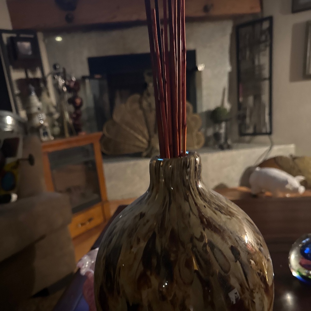 Manhattan Chic Caramel Late Swirled Glass Blown Vase Approx 13.5"T x 6.5"W